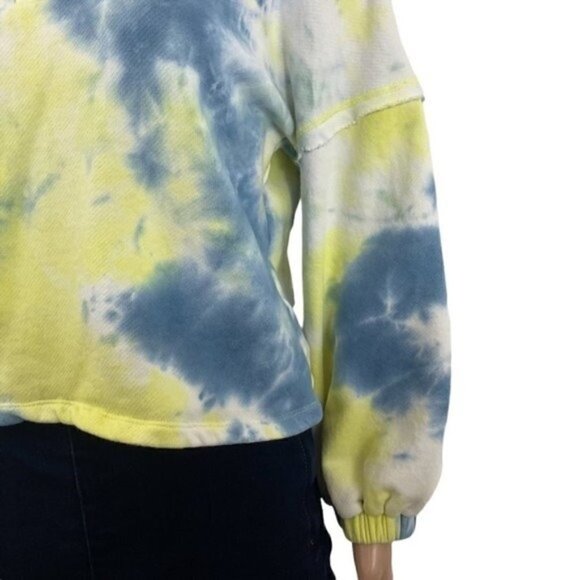 Anthropologie Current Air Los Angeles Tie Dye Crop Crewneck sweatshirt sz Small - Picture 3 of 9